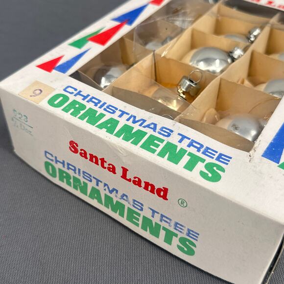 18 VTG Santa Land Silver Gold Glass Christmas Tree Ornaments USA 70s Retro Glam - Picture 13 of 16